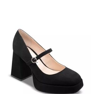 Charles David Black Suede Mary Jane Platform Pumps